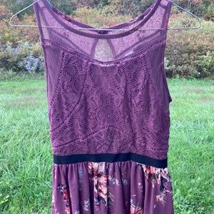Xhilaration Plum Purple Sleeveless Lace Floral Mini Dress Sz S